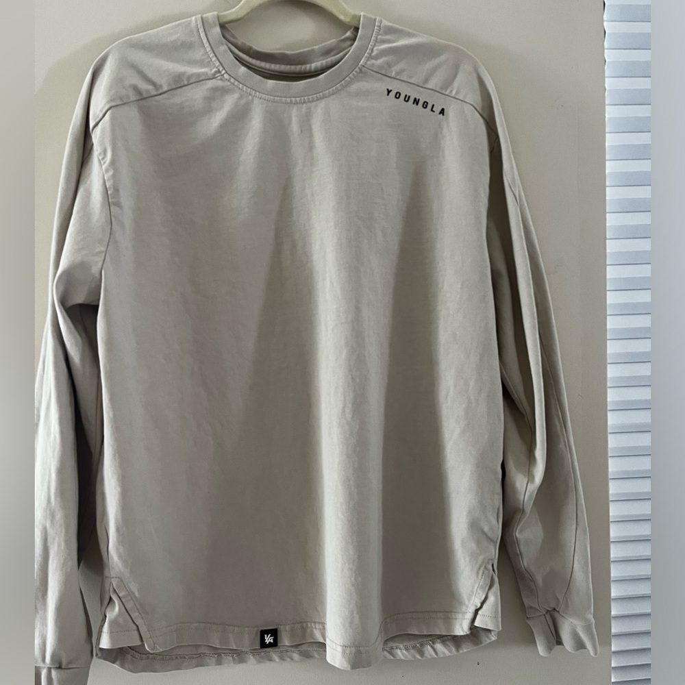 YoungLA 814 Offset Long Sleeved Shirt - Cream - Men’s M